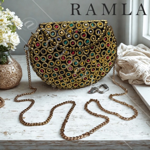 Ramla Handbags - Ramla Atom Hand-Crafted Bag in Gold